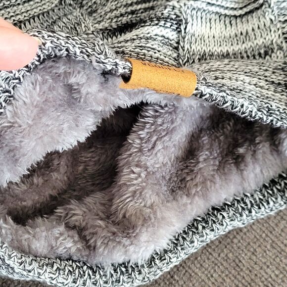 Vgogfly Winter Knit Beanie Slouchy Black Gray Soft Fuzzy Lined Skullcap Hat - Picture 3 of 6